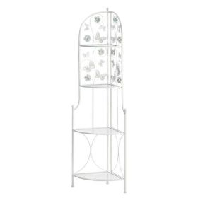 Accent Plus Butterfly-Themed White Iron Four-Tier Corner Shelf