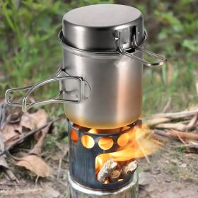 Wood Stove Cooking Pot Set Steel Cookware Fishing - Stainless Steel Hanging Pot + Wood Stove