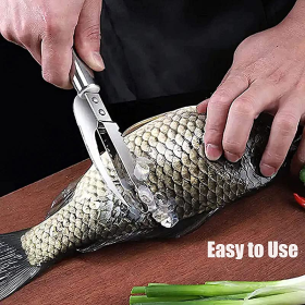 1pc Stainless Steel 3 In 1 Fish Scale Knife; Cut/Scrape/Dig Maw Knife Scale Scraper; Sawtooth Peelers; Scraping Boning Filleting - Silvery