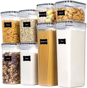 Kitchen Food Storage Container Set; Kitchen Pantry Organization and Storage with Easy Lock Lids; 8-Pack - white - plastic