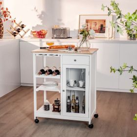 Mobile Kitchen Cart Trolley Cart Storage Cabinet W/Shelf  - White - Style A