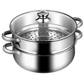 Home Kitchen 2 Tier Stainless Steel Steamer Cookware Boiler - Silver - 430 Stainless steel