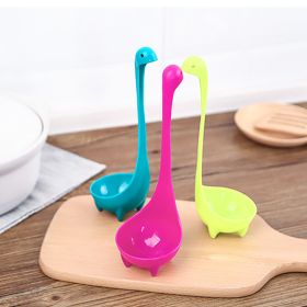 1pc Creative Dinosaur Soup Spoon; Food Grade PP Long Handle Vertical Spoon; Cooking Kitchen Cooking Mixing Spoon; Kitchen Supplies - Green