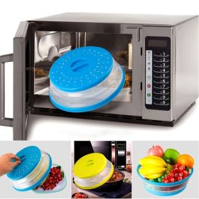1 Pc Collapsible Microwave Splash Guard; Round Ventilated Collapsible Microwave Food Cover With Easy Grip Handle; Food Filter Dishwasher Safe - Green