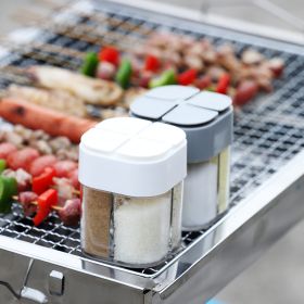 Four-in-one Sauce Sub-bottling; Creative Outdoor Barbecue Portable Transparent Seasoning Box - Grey