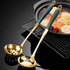 1 Piece Stainless Steel Silicone Handle Soup Spoon Hot Pot Spoon - Golden Spoon
