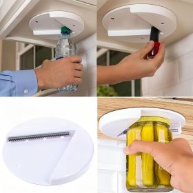 1pc Universal Under Cabinet Jar Opener; Under Counter Can Opener Premium Lid Gripper And Opener Perfect For People W/ Arthritis Or Seniors - White