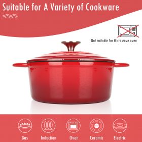 COOKWIN Enameled Cast Iron Dutch Oven with Self Basting Lid;  Enamel Coated Cookware Pot 3QT - red