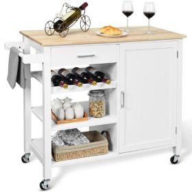 Rolling Storage Cabinet Kitchen Cart For Home And Bar Commercial Usage - White - Kitchen Cart