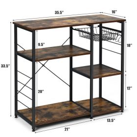 Home Kitchen Baker's Rack Microwave And Food Industrial Shelf - Rustic Brown - 35.5"x 16" x 33.5"