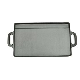 vidaXL Grill Platter Cast Iron Reversible 19.7" x 9.1" - Black