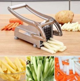 Stainless Steel French Fries and Vegetable Cutter with 2 Different Blades - Silver