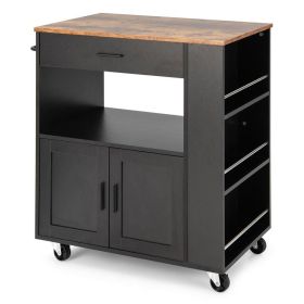Rolling Storage Cabinet Kitchen Cart For Home And Bar Commercial Usage - Black - Kitchen Cart