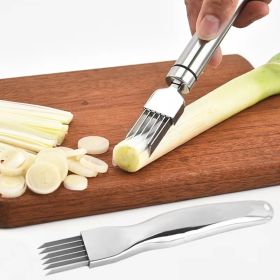304 Stainless Steel Onion Cutter; Kitchen Accessory; Chopping Green Onion; Veggie Chopper; Multifunctional Scallion Cutter - Style 2