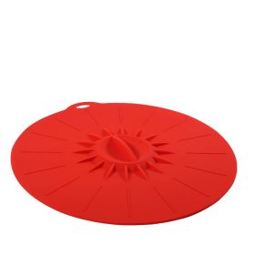1pc 10.3in/25.8cm Large Silicone Fresh Keeping Lid; Heat Resistant Strong Sealing Microwave Cover; Kitchen Accessories - Red