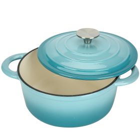 COOKWIN Enameled Cast Iron Dutch Oven with Self Basting Lid;  Enamel Coated Cookware Pot 3QT - teal