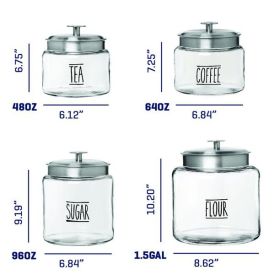 Clear Glass Farmhouse Montana Food Storage Jars; Set of 4 - white - Glass
