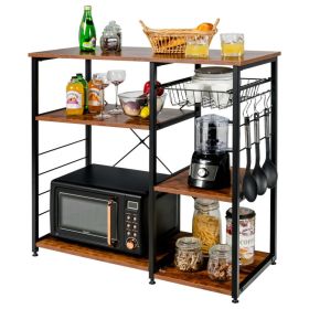 Home Kitchen Baker's Rack Microwave And Food Industrial Shelf - Brown - 35.5"x 16" x 33.5"